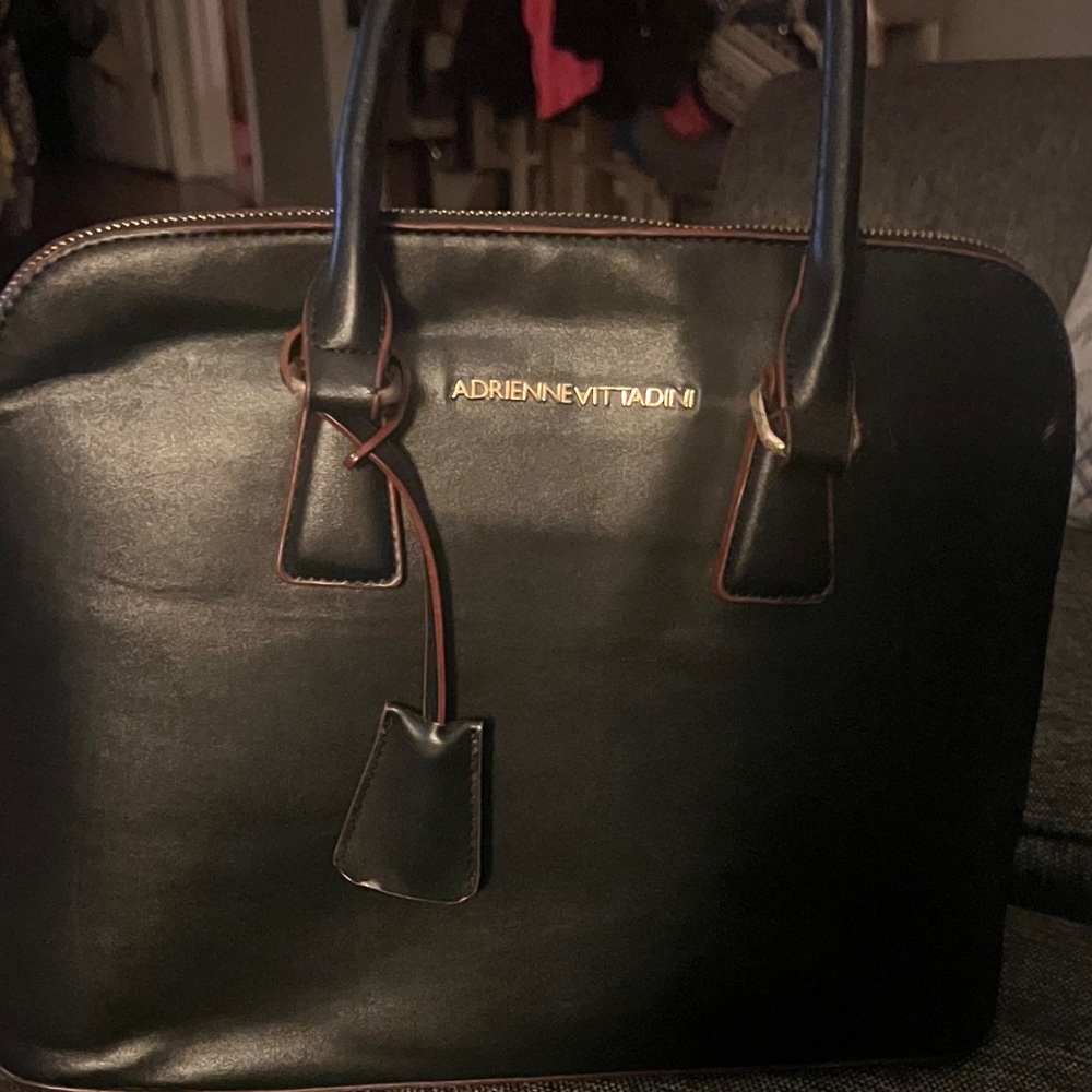 Adrienne Vittadini Black and Gold Satchel